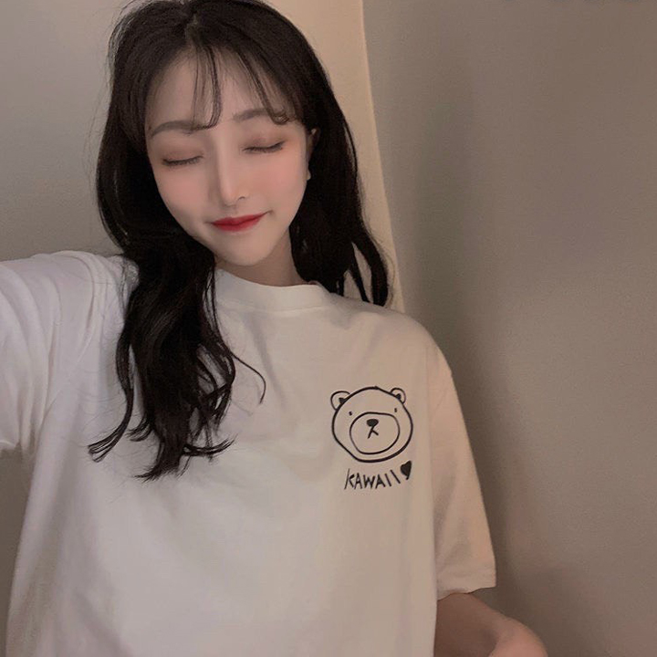 ao_thun_nu_unisex_mau_trang_in_logo_gau_kawaii_atn6566