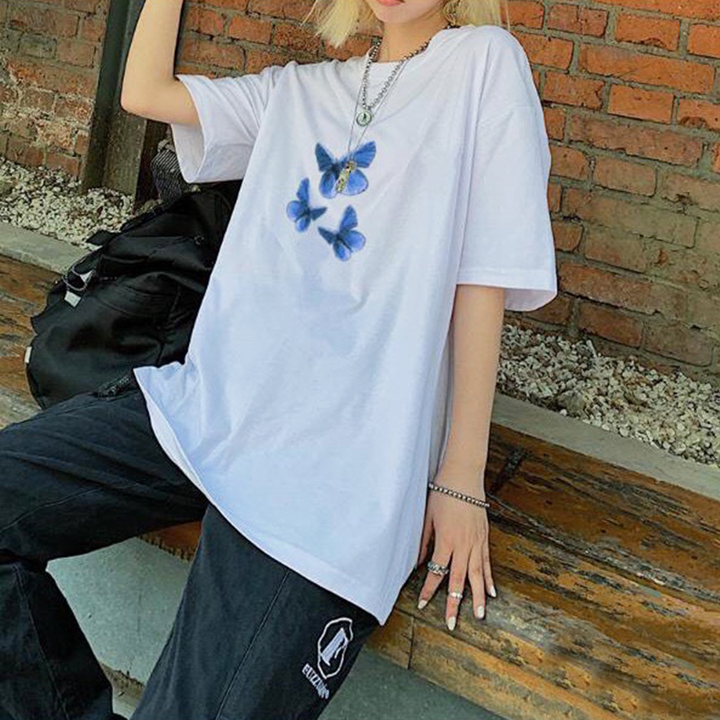 i6149-ao-thun-nu-unisex-mau-trang-hinh-con-buom-xanh