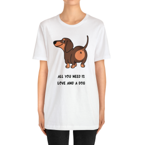 Áo Thun Nữ Basic In Hình Con Cún ALL YOU NEED IS LOVE AND A DOG